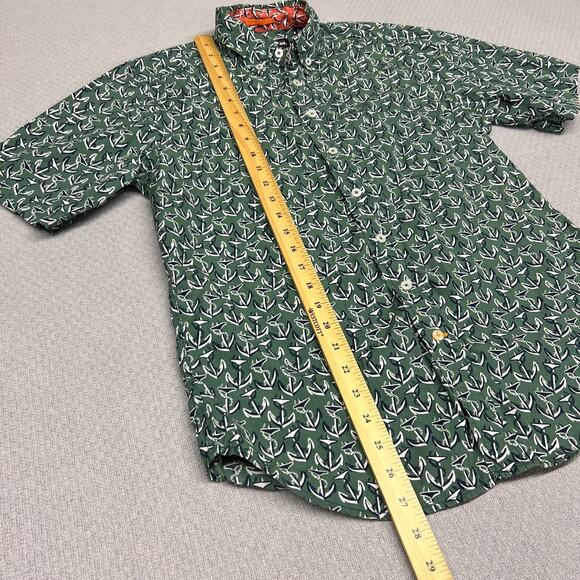 Reyn Spooner Shirt Mens Small Green Geometric Anchor Nautical Beach Casual - Picture 7 of 8